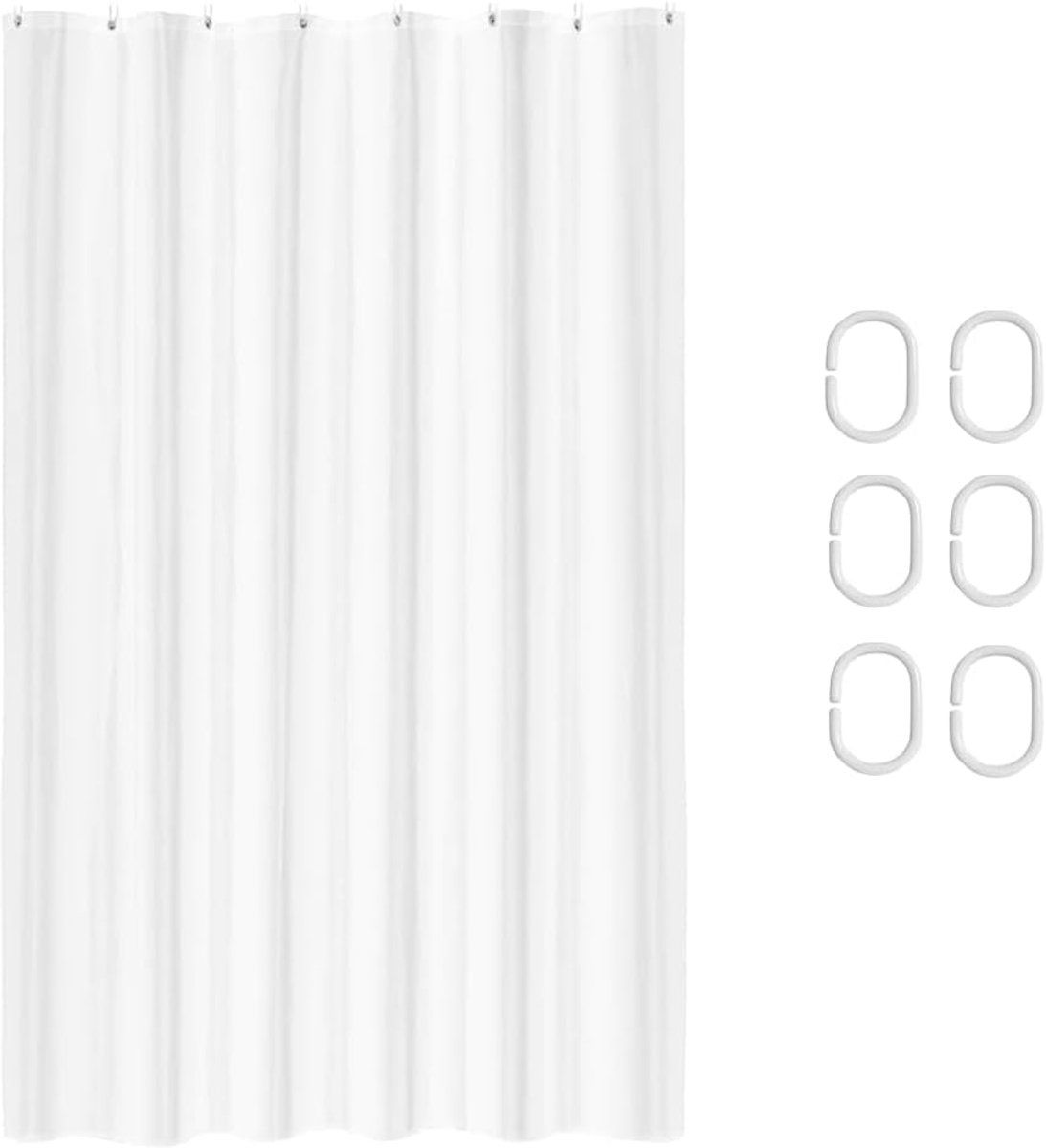 Douchegordijn Wit 100 x 200 cm - Waterafstotend Polyester - Antischimmel - Voor een frisse badkamer - SnelShoppen