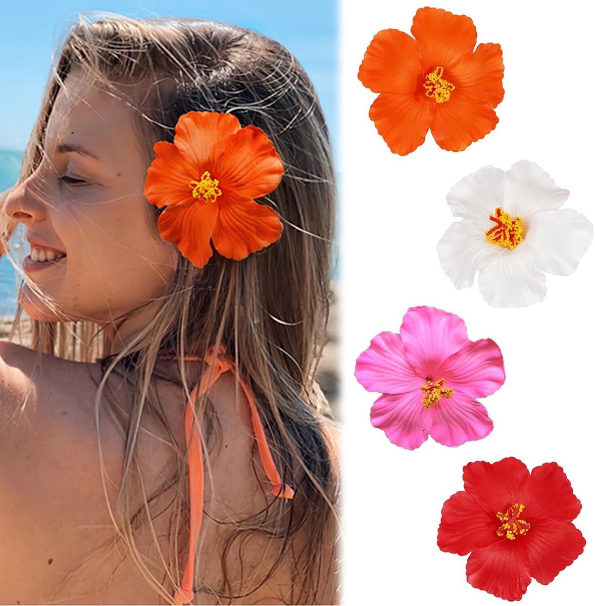 Hawaiiaanse haarspelden 4 stuks - kleurrijke bloemen - perfect voor bruiloften of strand - SnelShoppen