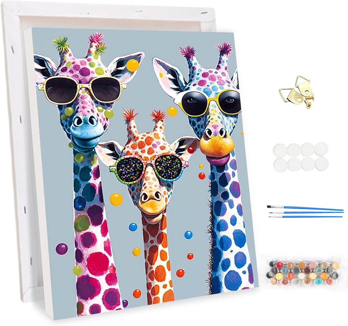 Paint by Numbers Giraffen 30x40cm - Met Frame - Inclusief Verf en Kwasten - Creatieve Hobby voor Beginners - SnelShoppen