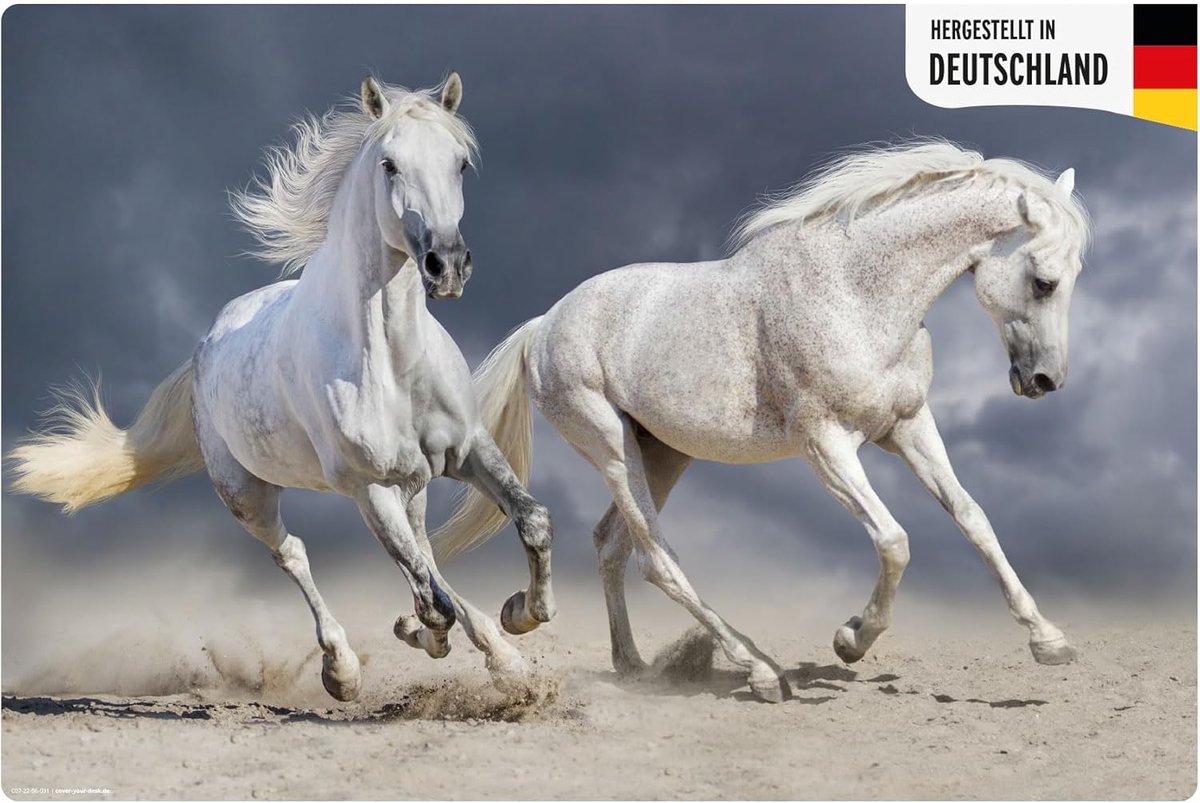 Bureauonderlegger 60 x 40 cm - gallopperende paarden - premium vinyl - bescherming tegen krassen - SnelShoppen