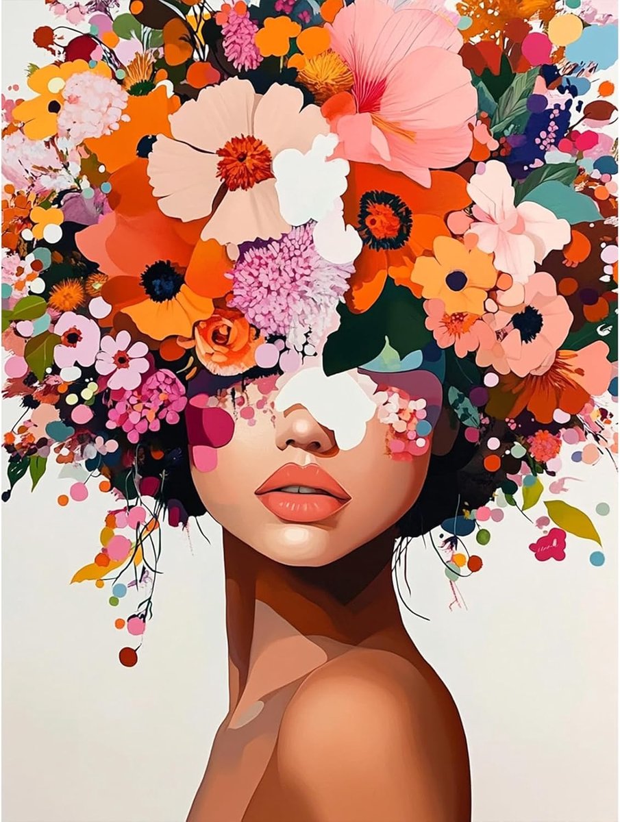 Verf op nummer voor volwassenen - bloemen schilderen op canvas - DIY olieverfschilderij - creatieve woondecoratie - ShopVlot