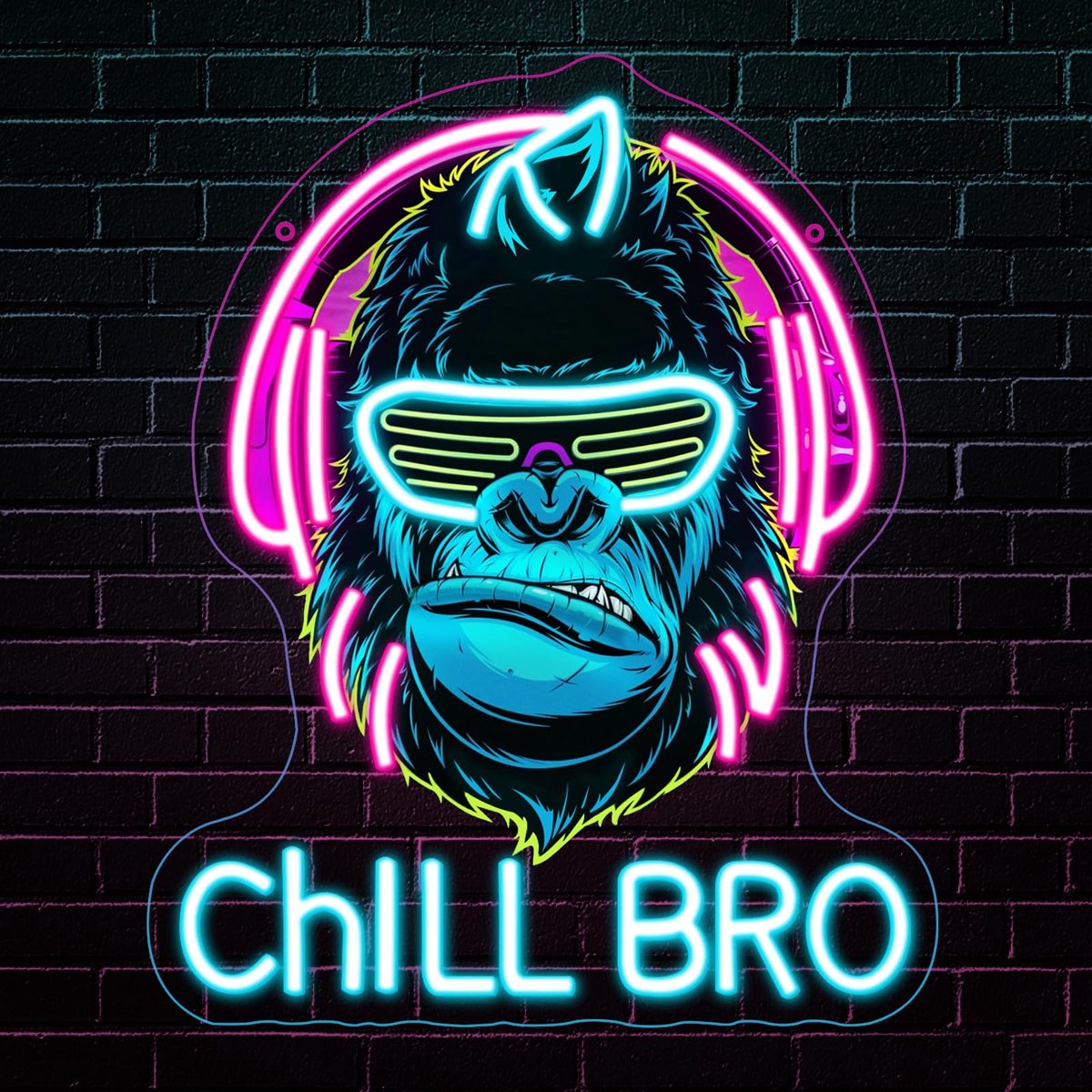 Gaming headset neon bord - Gorilla design - LED wanddecoratie - Perfect voor speelkamer - ShopVlot