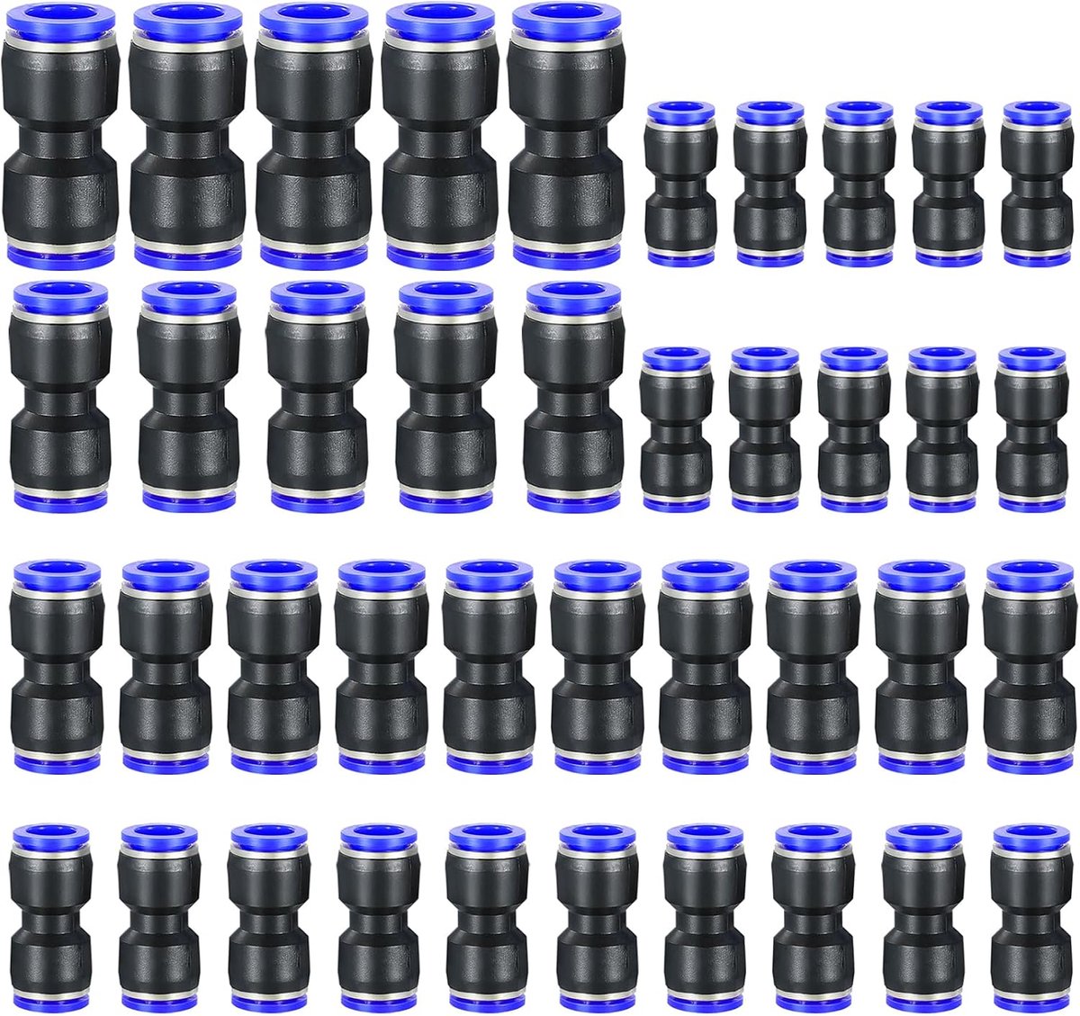 Pneumatische verbindingsstukken 40 stuks - Slangverbinders 4/6/8 mm - Hoogwaardig materiaal - Voor diverse toepassingen - ShopVlot
