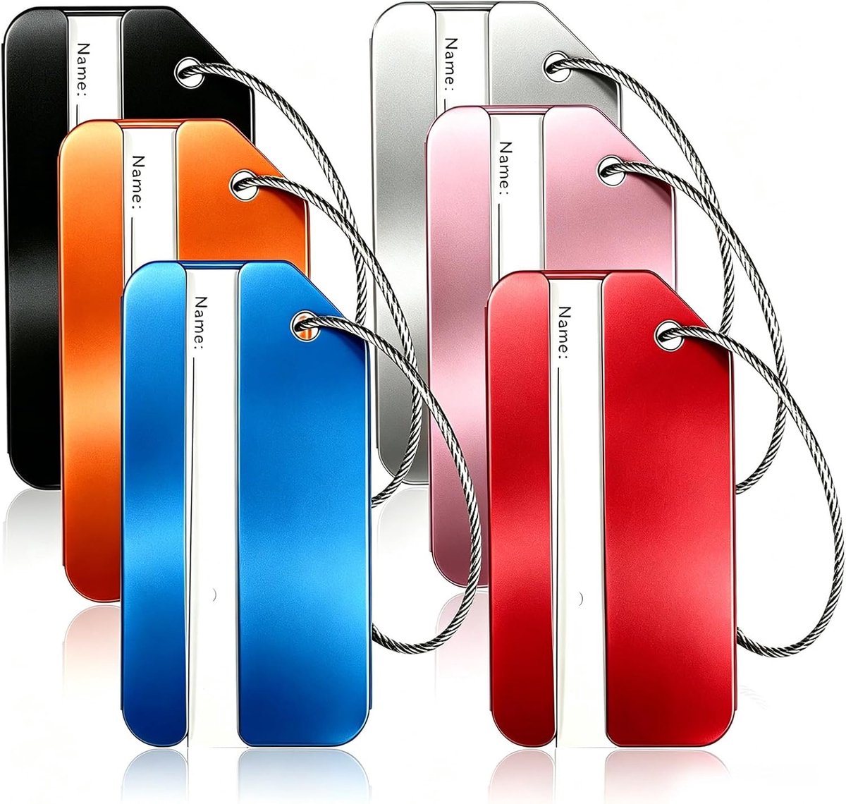 Kofferlabels aluminium 6 stuks - waterdicht - meerkleurig - ideaal voor reisbagage - ShopVlot