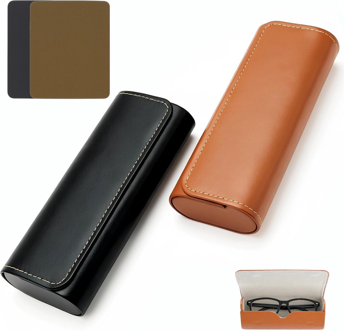 Brillenkoker hardcase - PU-leer - magnetische sluiting - ideaal voor dames en heren - ShopVlot