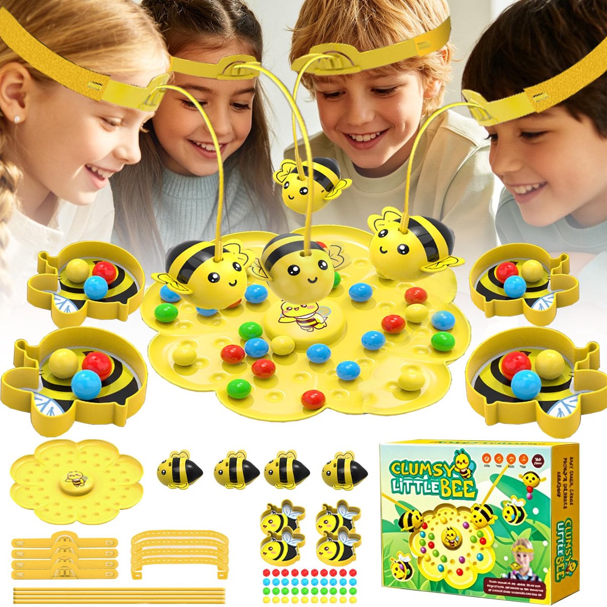 Bijenbordspel voor Kinderen - Magnetisch spel met hoofdband - Bijenvangspel - Leerzaam en leuk voor 3-6 jaar - ShopVlot