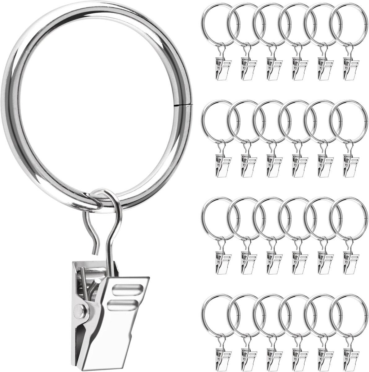 Gordijnringen 25 stuks - Zwart met clips - Stevig en duurzaam - Eenvoudig te bevestigen - ShopVlot