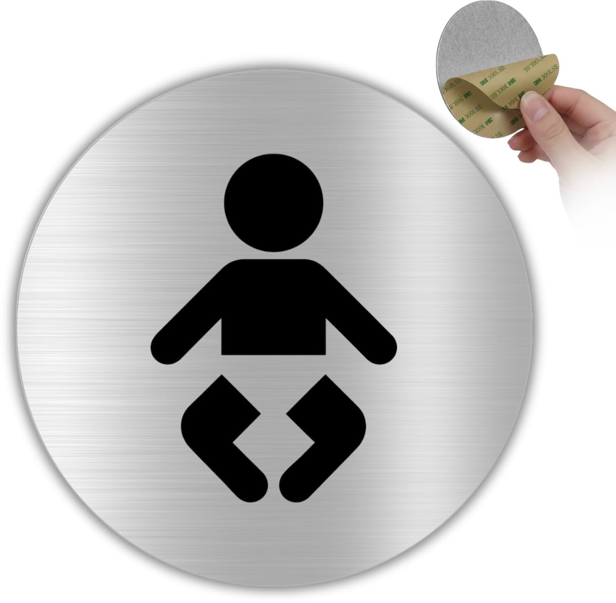 Babybord verschoontafel - Ø 10 cm - Aluminium - Symbool luiertafel - ShopVlot