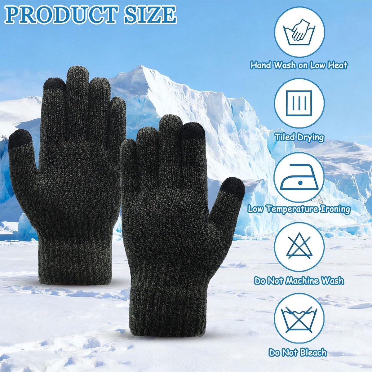 Winterhandschoenen heren - touchscreen - dubbele laag fleece - ideaal voor fietsen - ShopVlot