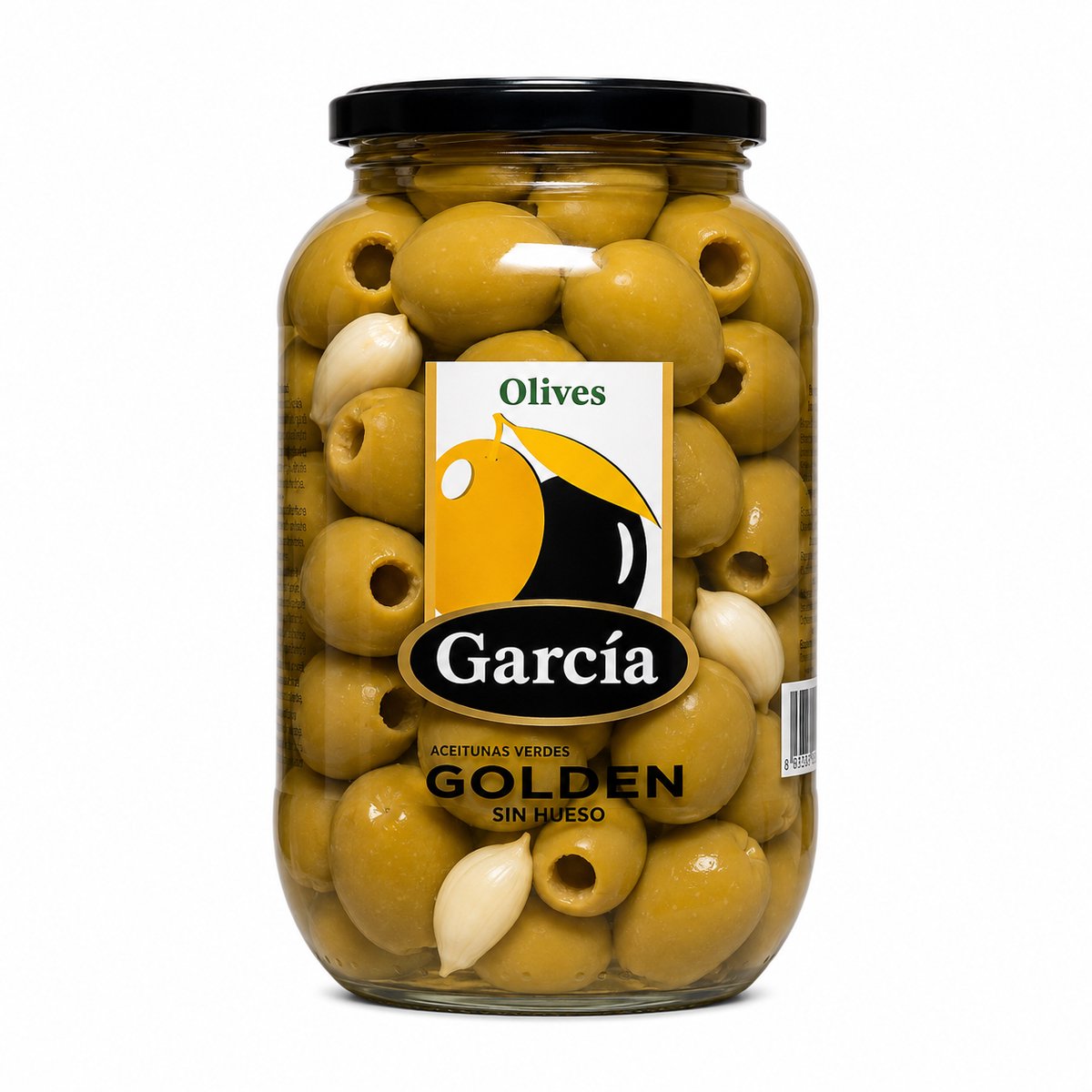 Golden Grote Groene Olijven met Knoflook en Citroen 850 g – Spaanse Gemarineerde Olijven