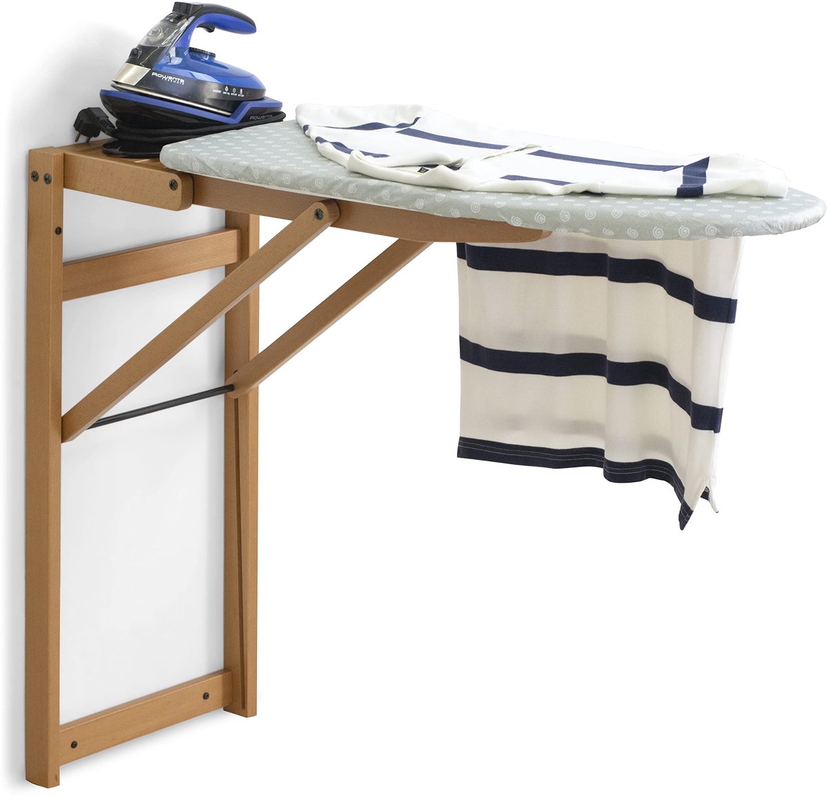 Strijkplank muur 633 STIRO JOLLY - hout - kersenafwerking - ruimtebesparend design - ShopVlot