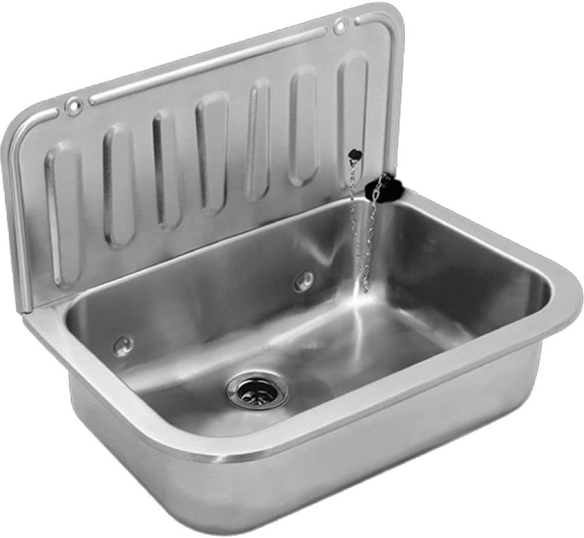Wandgootsteen 495 x 367 x 325 mm - roestvrij staal - 2-delig - ideaal voor waskeuken - ShopVlot