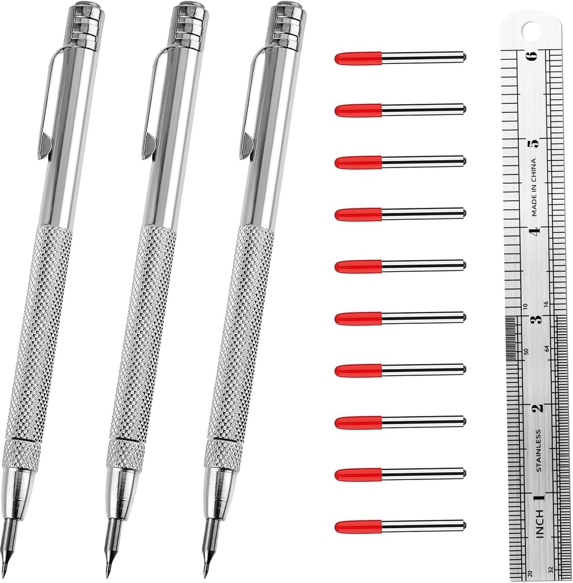 Tear Tool Set 3-delig - tungsten carbide pin - aluminium handvat - precisie markeren op metaal - ShopVlot