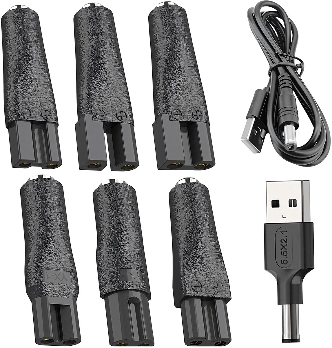 Oplaadkabel voor scheerapparaten - universeel met 6 adapters - inclusief USB-adapter - ideaal voor diverse apparaten - ShopVlot