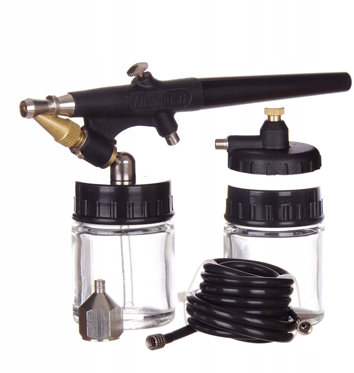 Markless Airbrush met 0,8 mm mondstuk, 2x 20 ml reservoirs en 1/4" aansluiting