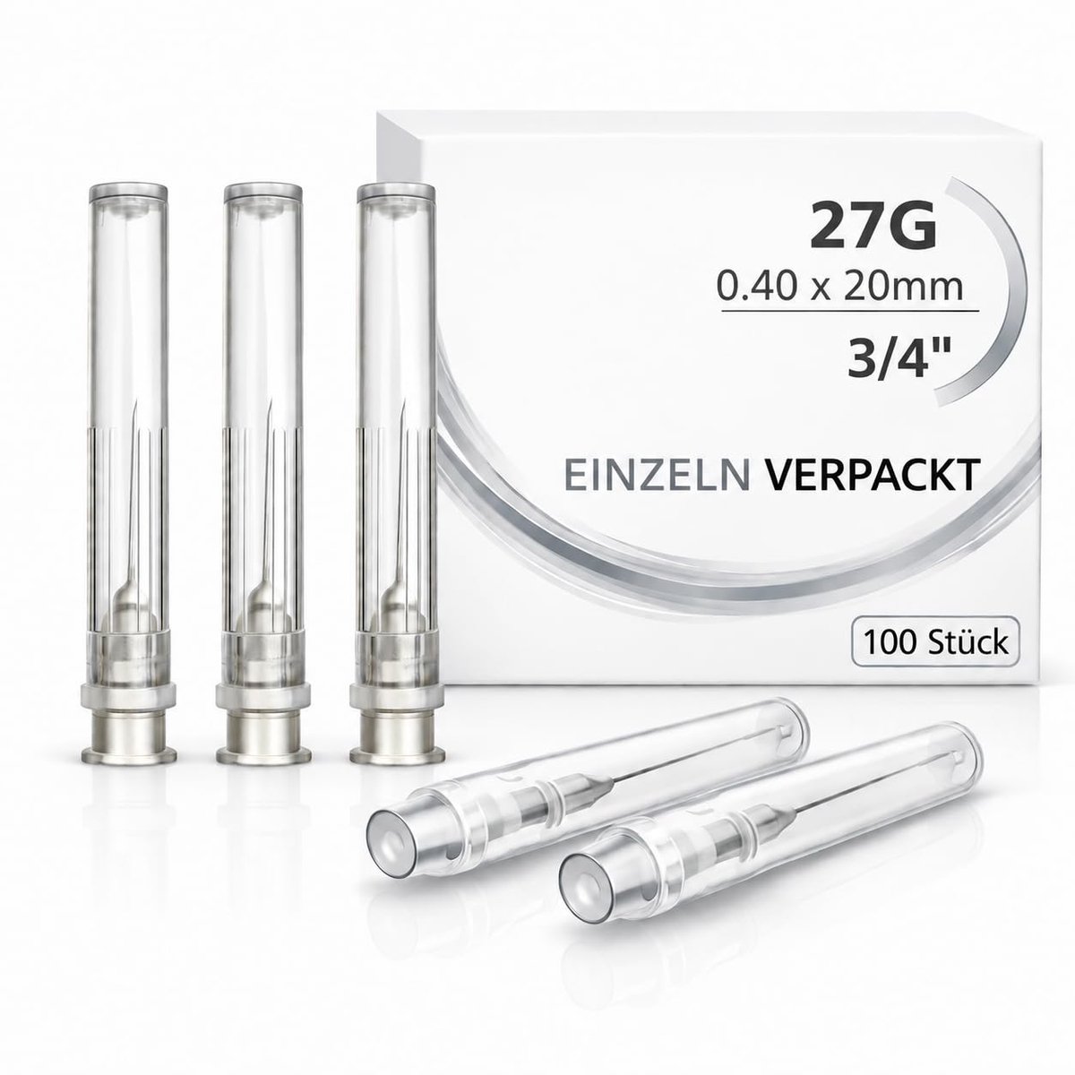 100 stuks roestvrijstalen doseerbuizen 27G × 3/4 inch (0,4 × 20 mm), afzonderlijk verpakt, nauwkeurig vloeistofgebruik - ShopVlot