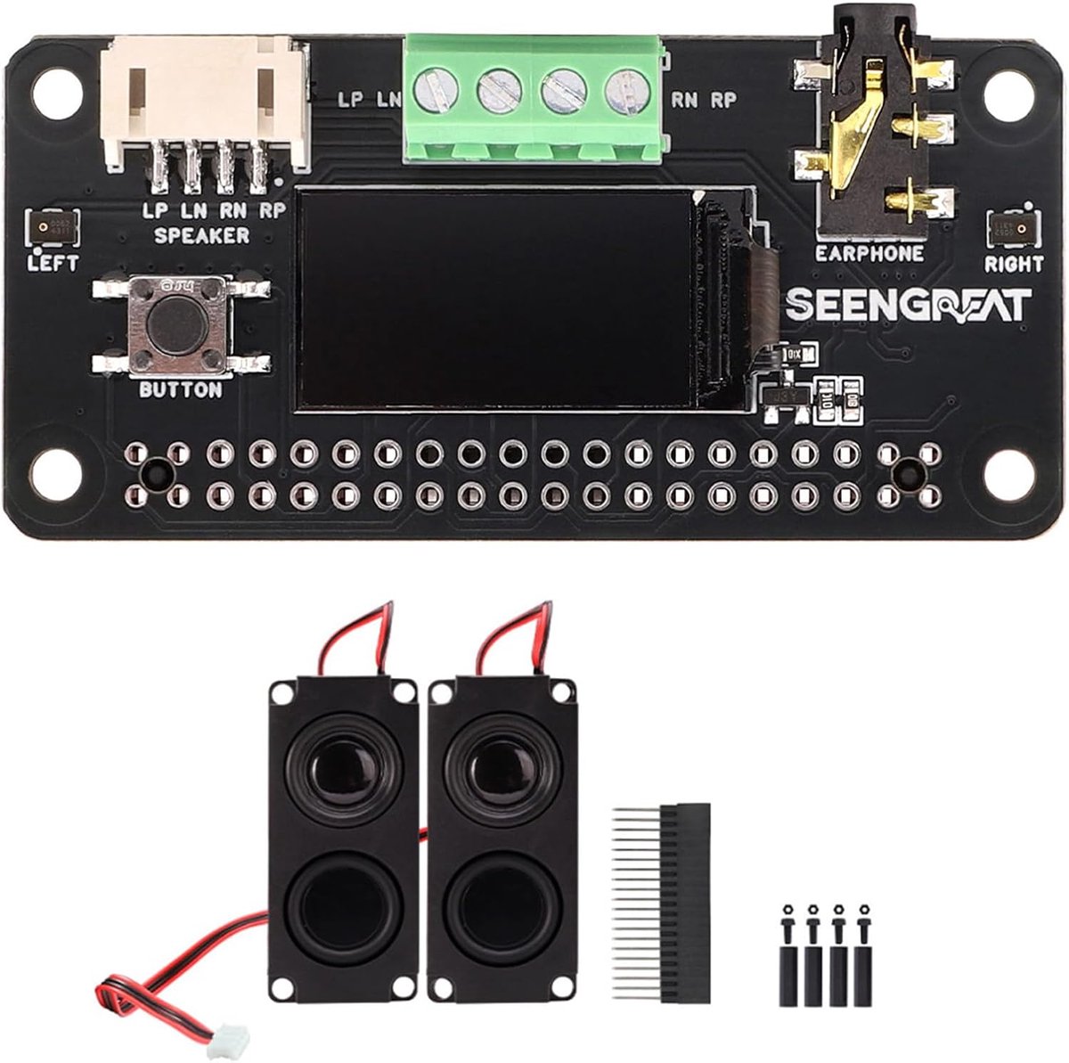 WM8960 Stereo Audio Codec HAT with 0.96" OLED, Audio Playback & Recording Expansion Board, 3.5mm Headphone Jack, Dual - ShopVlot
