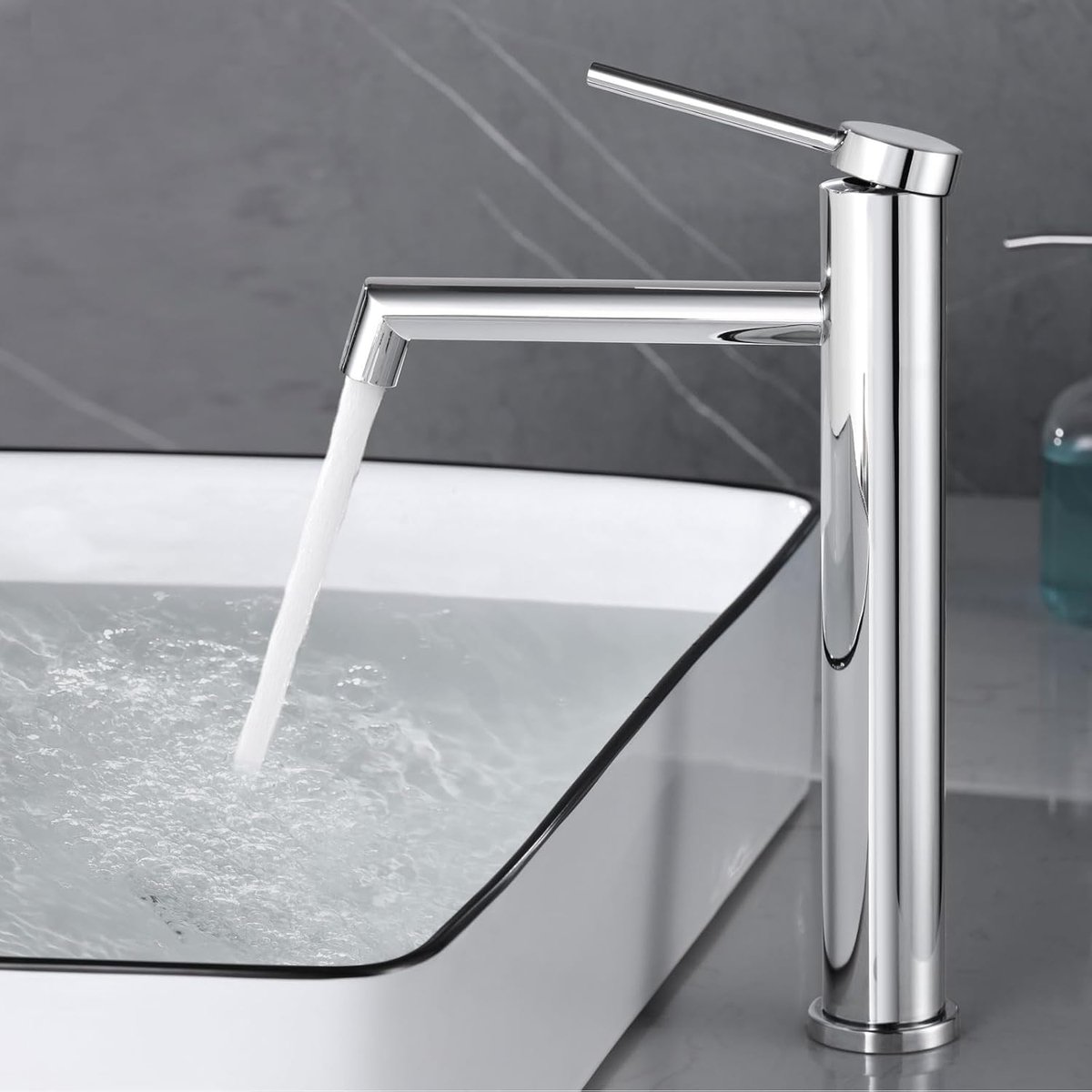 M1OK-T Bathroom Sink Fixture High Chrome, Single Lever Mixer Tap, Faucet Bathroom Sink Bathroom, Chrome, - ShopVlot