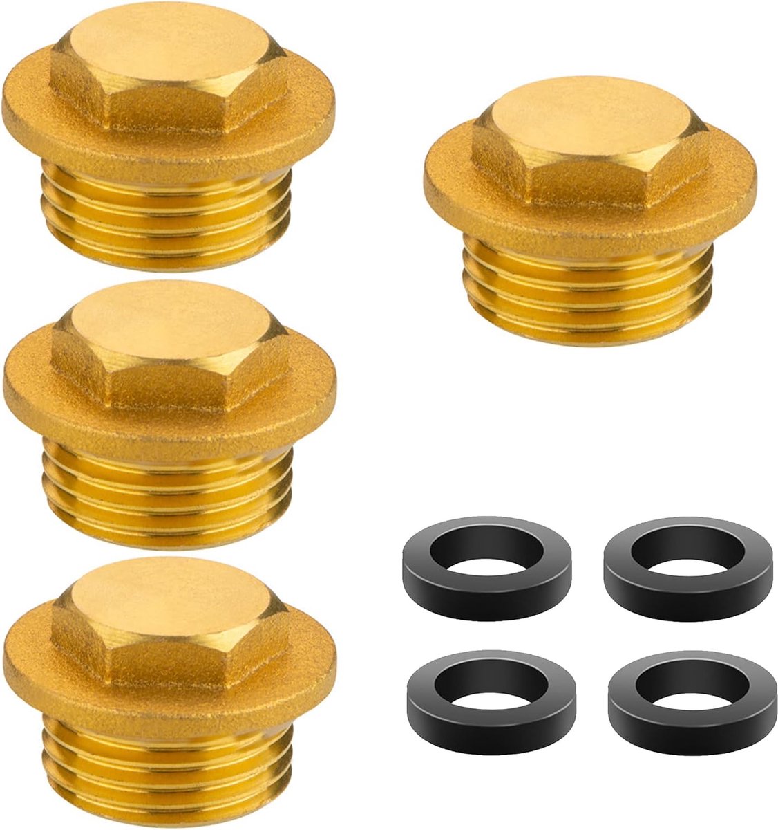 4pcs Brass Stopper, 1/2 Inch Male Thread End Caps, Brass Stopper with Rubber Ring, Blind Stop Tube End Cap with Rubber - ShopVlot