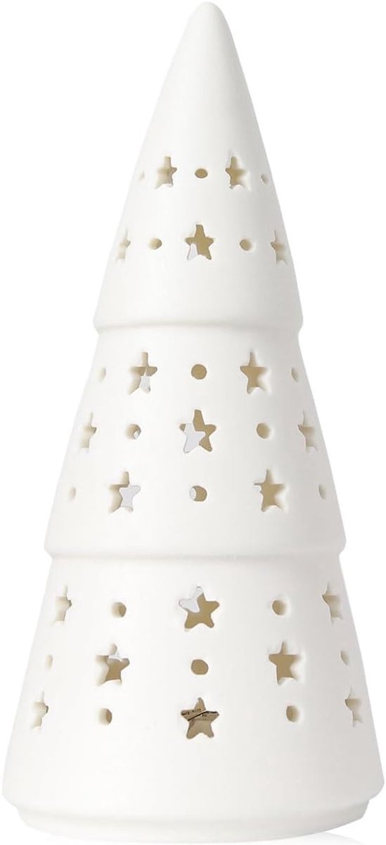 Ceramic Christmas tree white with LED lights LR44 batteries included - ShopVlot