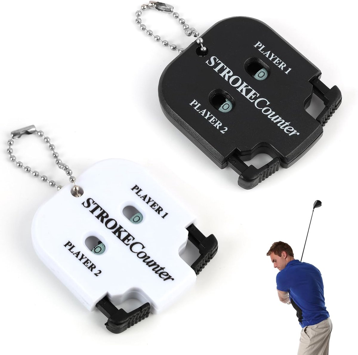 2 x Heavy Duty ABS Golf Score Counter Mini Golf Score Counter for 2 Players with Keychain for Different Types of - ShopVlot
