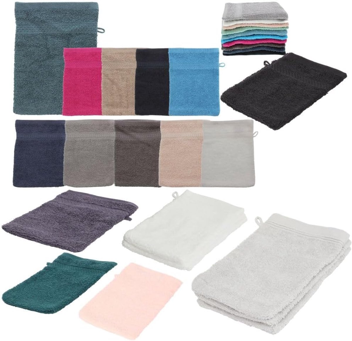 Washandjes Set - Badstof Waslapjes - Dagelijkse Hygiëne - 10 Delige Set - 16 x 21 cm - Antraciet