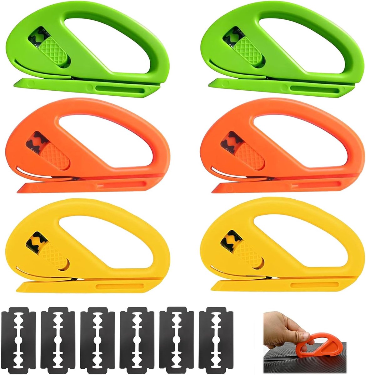 Papiersnijder 6 stuks - PVC met scherp lemmet - Veilig ontwerp - Voor cadeaupapier en meer - ShopVlot