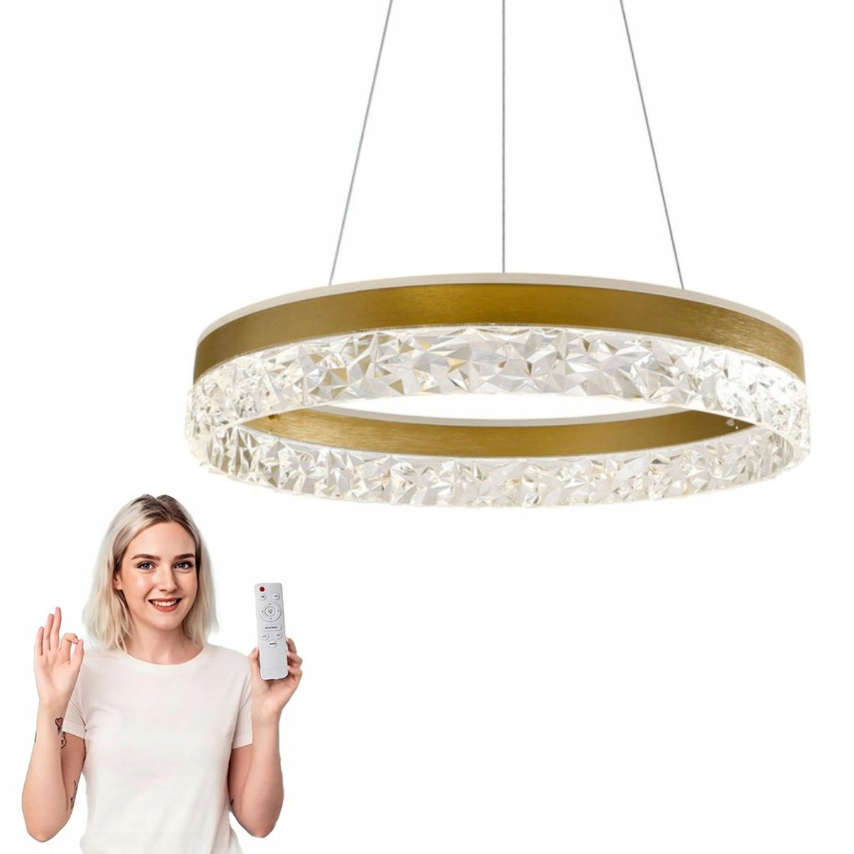 Merkloze LED Plafondlamp Goud Kristal Rond met Afstandsbediening
