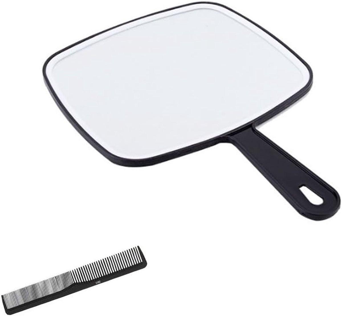 Handspiegel met Handvat - Vierkant 18,8 x 26,5 cm - Zwart PS Materiaal - Ideaal voor Scheren en Make-up - SnelShoppen