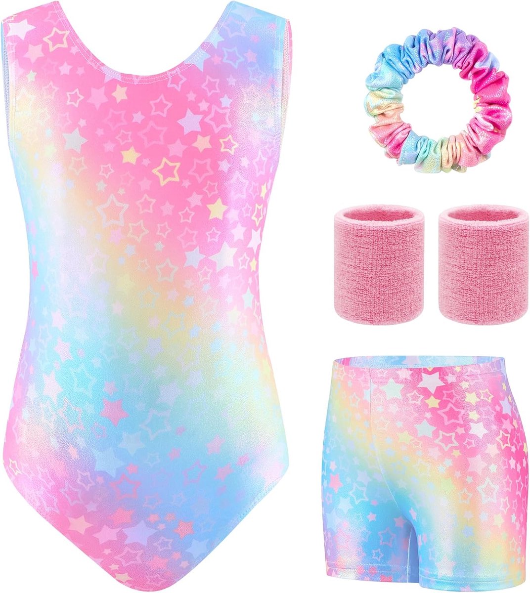 Gymnastiekpak meisjes 4-9 jaar - set van 5 - mouwloos - comfortabele dansoutfit - SnelShoppen