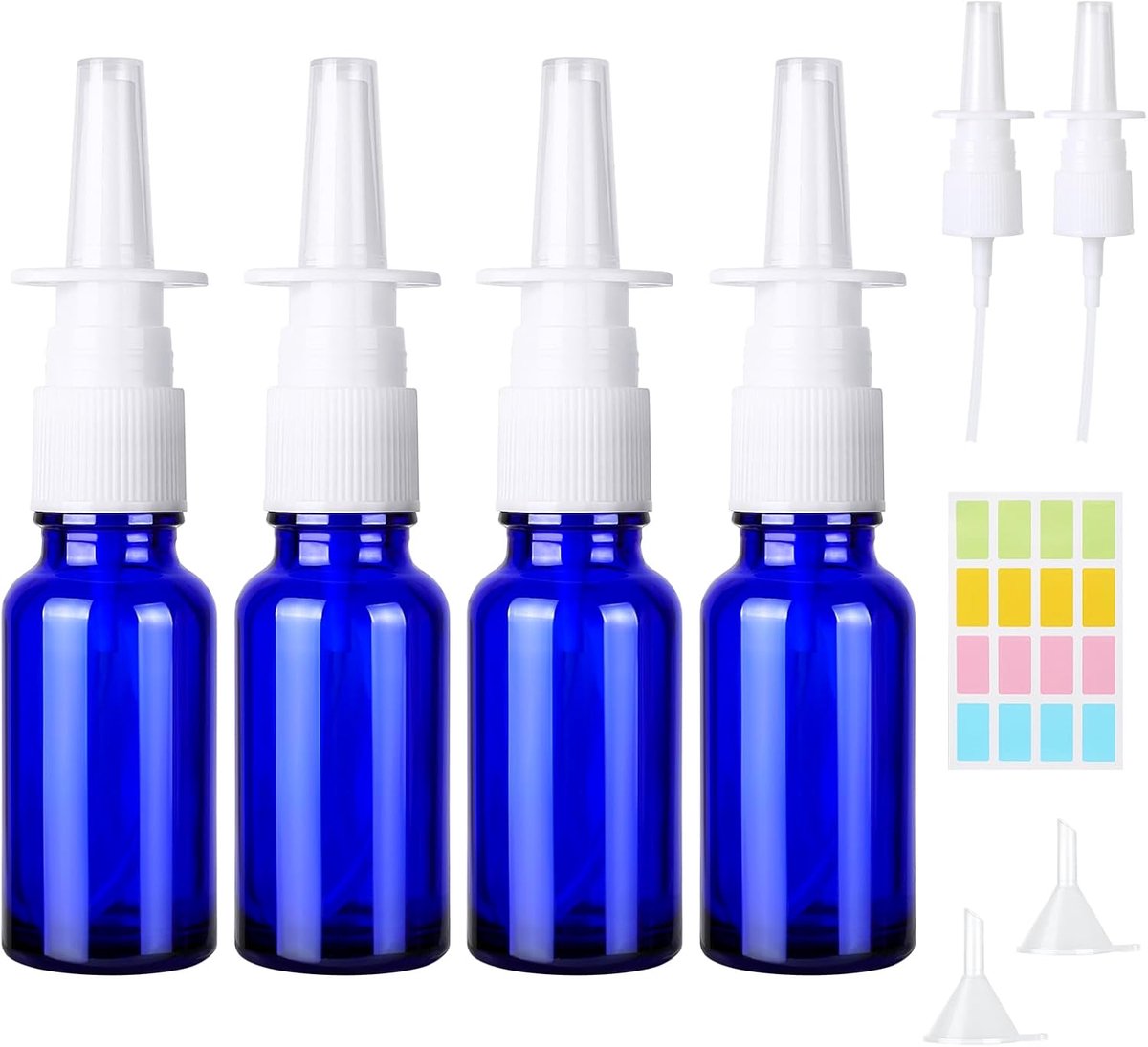 Nasal Spray Fles 30ml - Herbruikbare Glazen Sprayfles - Inclusief Labels en Trechter - SnelShoppen