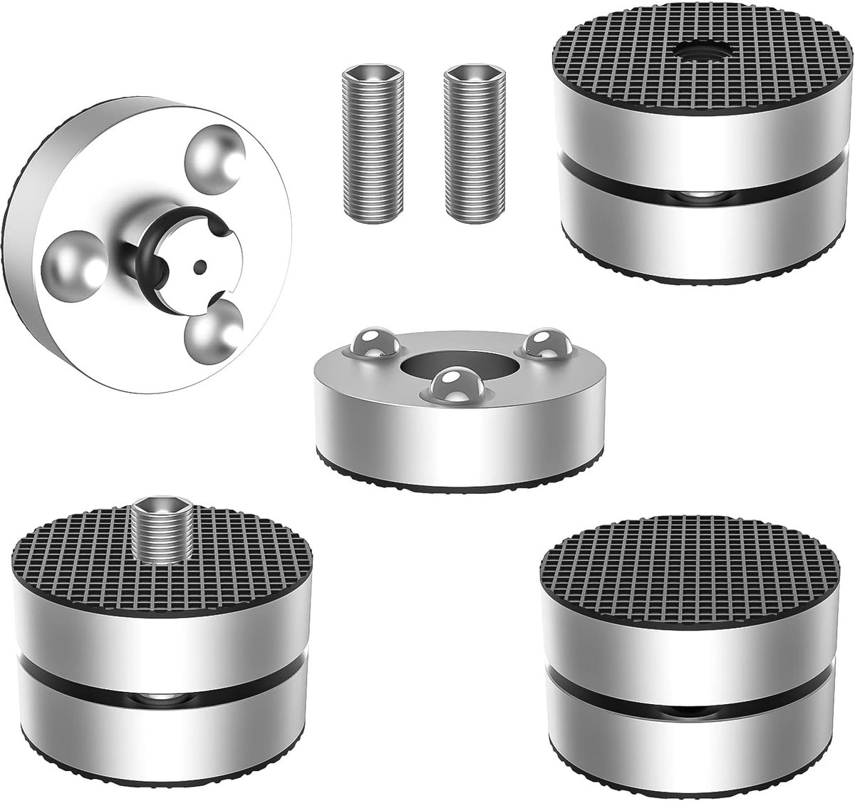 Speaker voeten set van 4 - Resonantie druk 30×33 - Aluminium met schokabsorberende parel - Vermindert trillingen - SnelShoppen