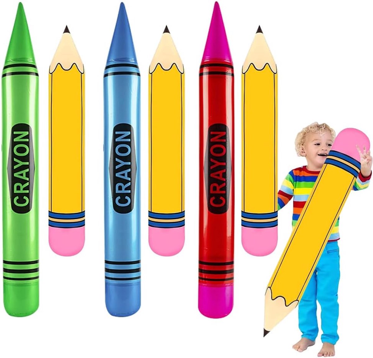 Opblaasbare potlood - XXL-pen - PVC-materiaal - decoratieset voor eerste schooldag - SnelShoppen