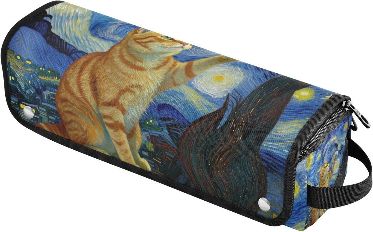 Haargereedschap Reistas - Styling Tool Organizer - Veilig Opslaan - Hittebestendige Mat - 37 cm - Kat Sterrennacht