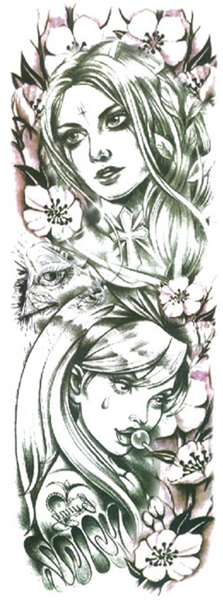 Tijdelijke sleeve tattoo gezicht sierlijk 3 dagen
