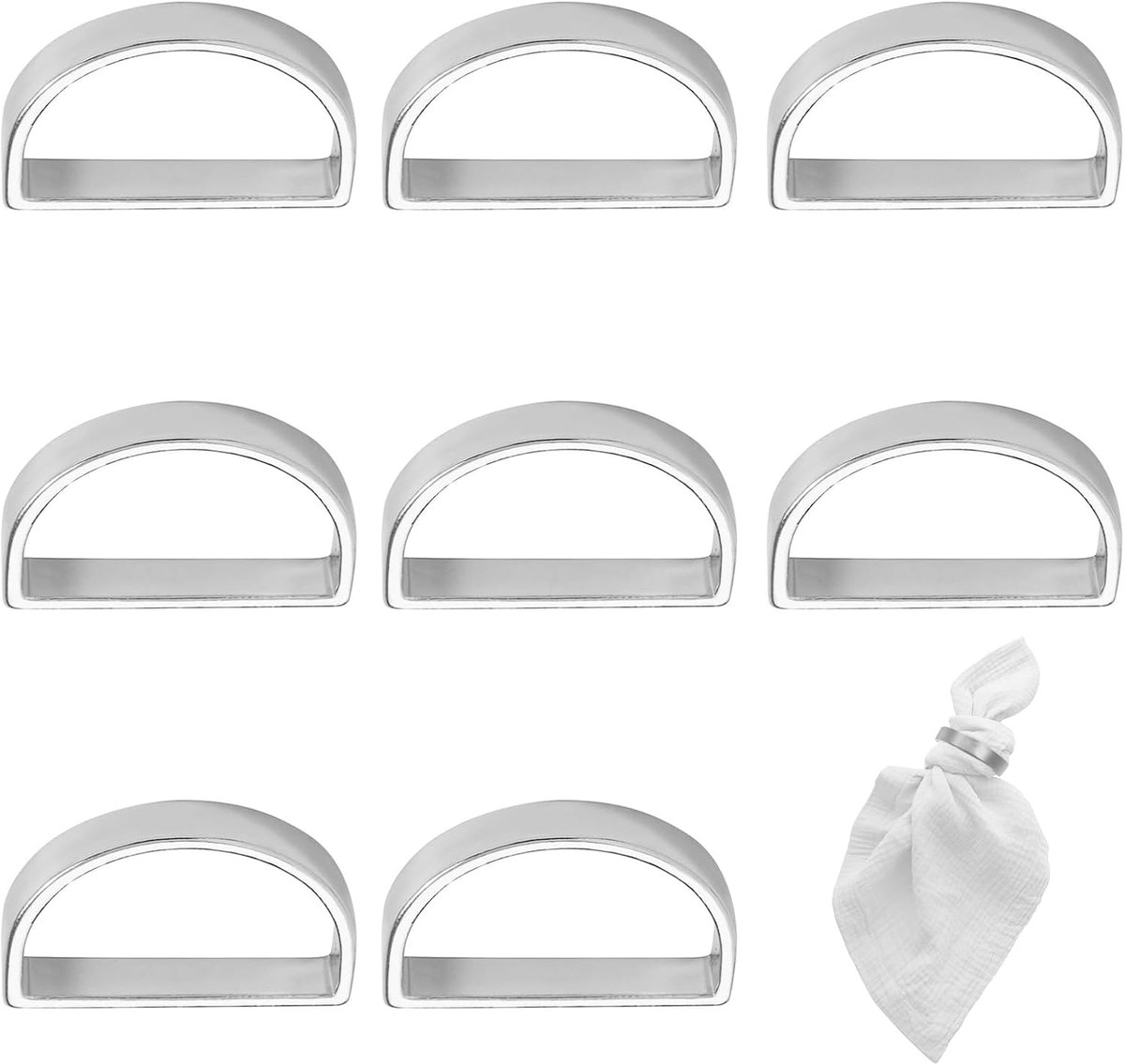 Rond servet 8 stuks - zilver - elegante decoratie - perfect voor feestelijke diners - SnelShoppen