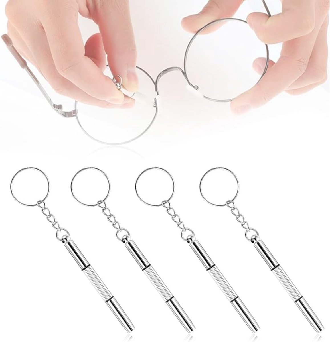 3-in-1 schroevendraaier set - mini multifunctioneel - zilver - ideaal voor brillen en horloges - ShopVlot