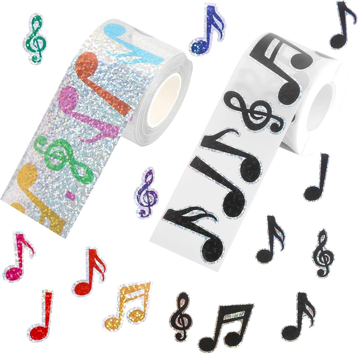 Muzieknotenstickers 1000 stuks - glinsterend - waterdicht - perfect voor scrapbooking - ShopVlot
