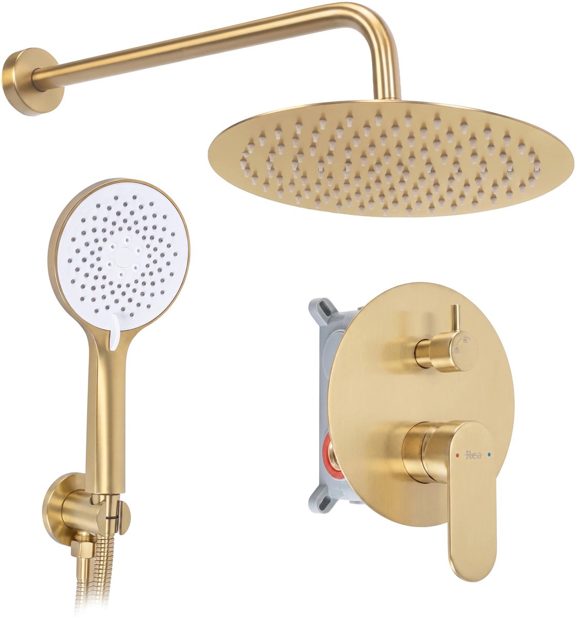 Rea - Inbouw Regendoucheset Drop Brush Gold + Box - 39 x 25 x 120,5 cm