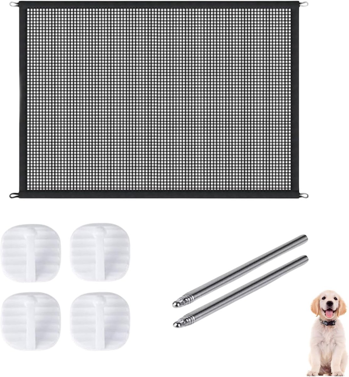 Uitschuifbare trapbeschermingshekje 110 x 72 cm - zonder boren - veilig voor kinderen en huisdieren - ShopVlot