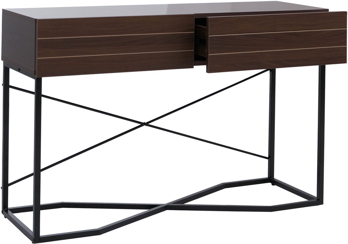 MCW Consoletafel MCW-P47, telefoontafel bijzettafel opbergtafel, lade melamine Industrial 81x120x40cm ~ walnootlook