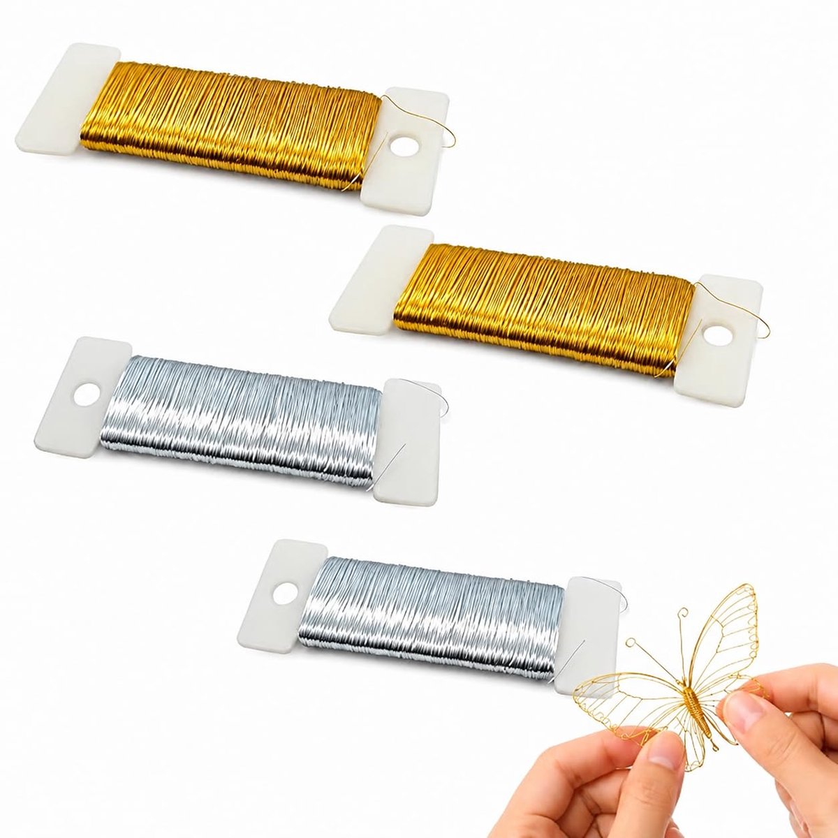 Knutseldraad 0,3 mm x 200 m - Goud en zilver - Gegalvaniseerd - Ideaal voor sieraden en handwerk - ShopVlot