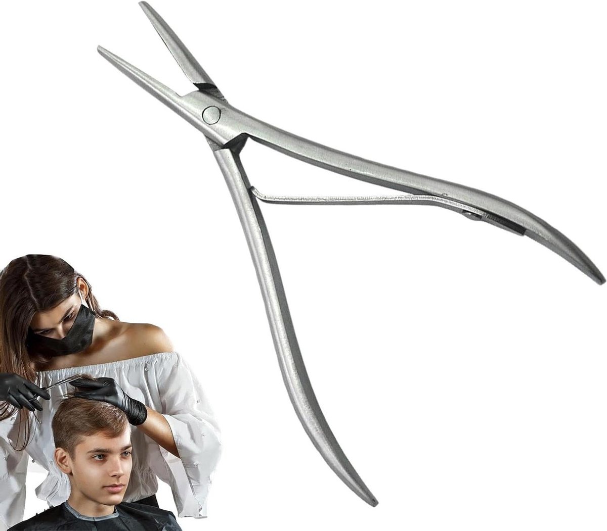 Haarverlengtang - Platte tang Extensions tang - Haarstyling aanbrengen - Plat kaakontwerp - 17.5 cm - Zilver