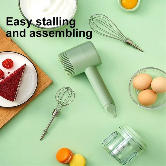 Draadloze Mixer - Mini Mixer Elektrisch - Bakken en Mixen - Roestvrijstalen garde - 94 x 64 x 205mm - Groen — afbeelding 5