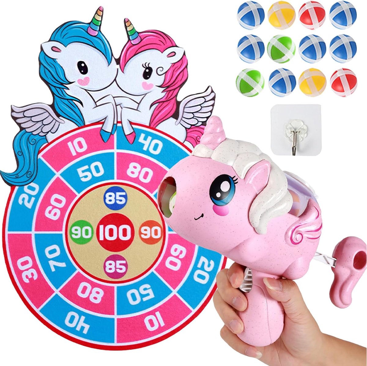 Dartbord eenhoorn - schietspeelgoed - 12 kleverige ballen - leuk voor kinderen - ShopVlot