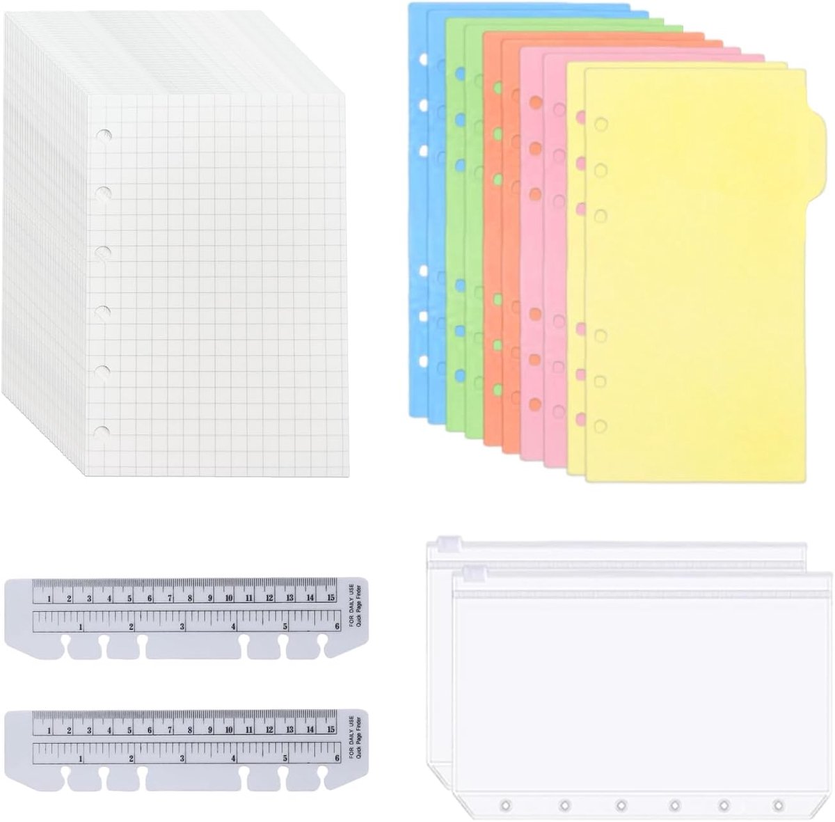 Notebooks set - 2 tabs, 2 opslagcompartimenten - 2 zachte linialen - perfect voor organisatie - ShopVlot