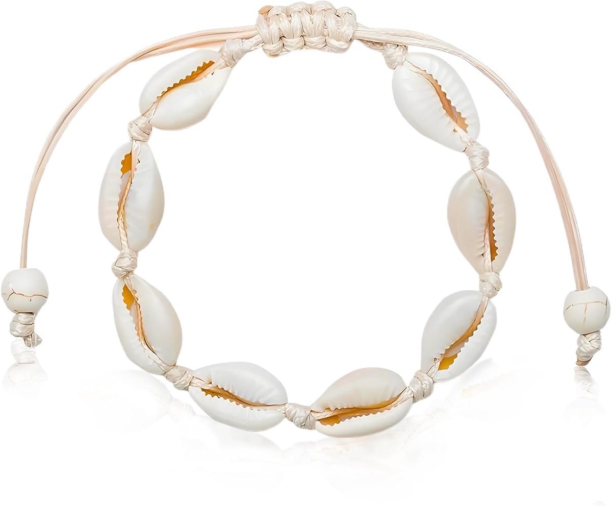 Anklet met schelpen - verstelbare bohemian enkelband - natuurlijke schelpen - perfect voor de zomer - ShopVlot