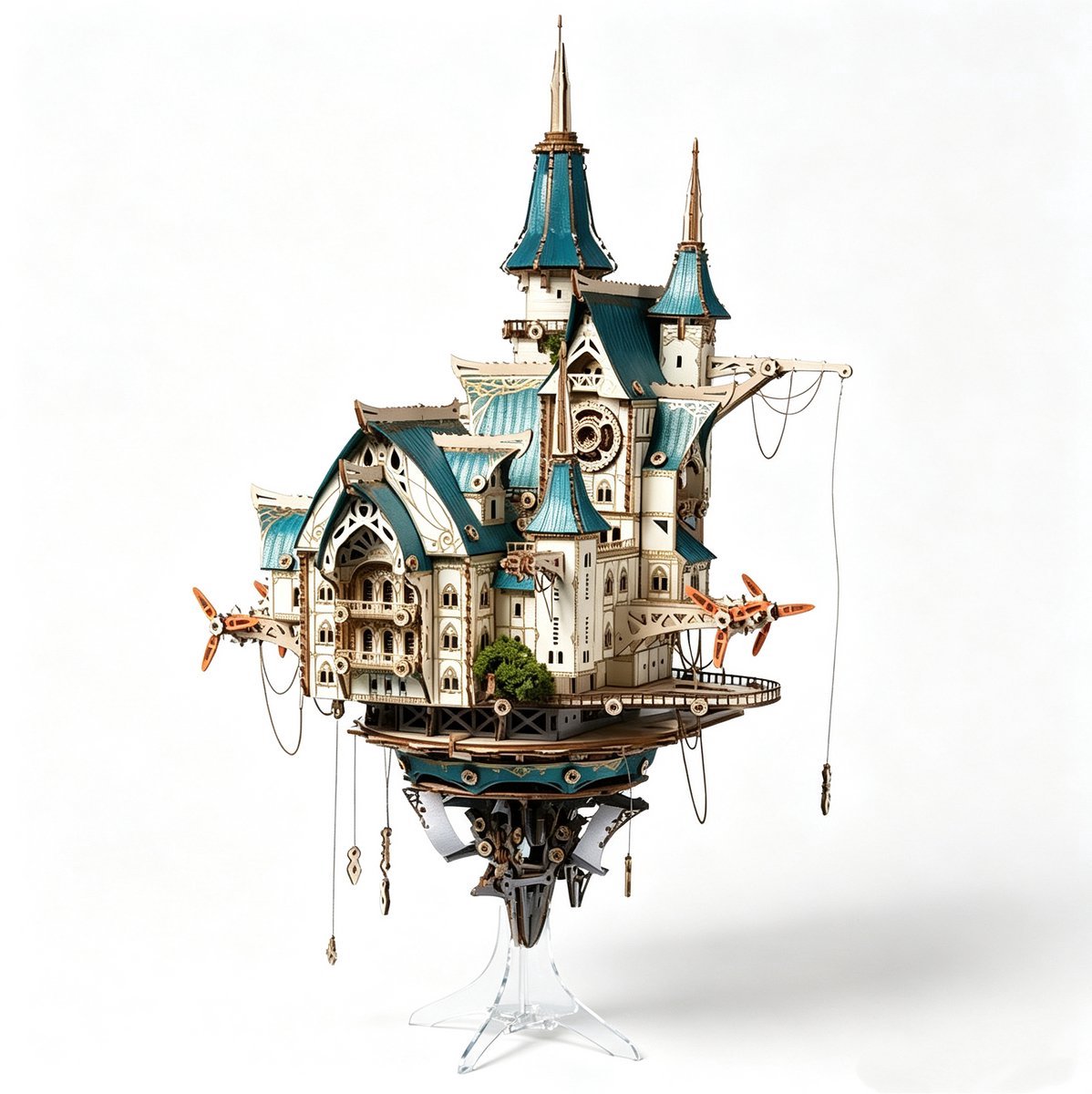 Casalora 3D Puzzels Hout - DIY Houten Miniatuurhuis Bouwpakket – Magische Stad met LED-verlichting – Creatieve 3D Puzzel Houten modelbouwpakket van Hout – Cadeau voor Volwassenen en Tieners