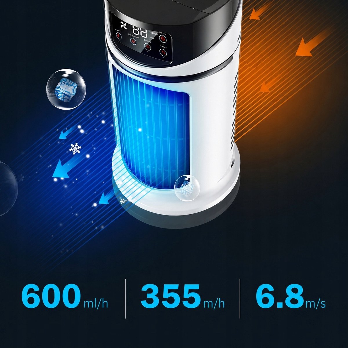 Draagbare Airco - Torenventilator - Mobiele Aircooler - Ventilator Staand - Tower Fan - met Nevelkoeling & Timer - 6 Snelheden - 300 ml - USB - Persoonlijke Koeler - Voor Slaapkamer & Woonkamer & Kantoor – foto 5