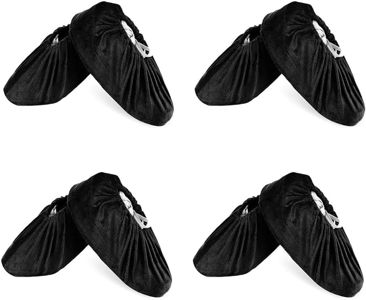 Wasbare overschoenen 4 paar - herbruikbaar zwart - waterdicht antislip - bescherming voor je vloeren - ShopVlot